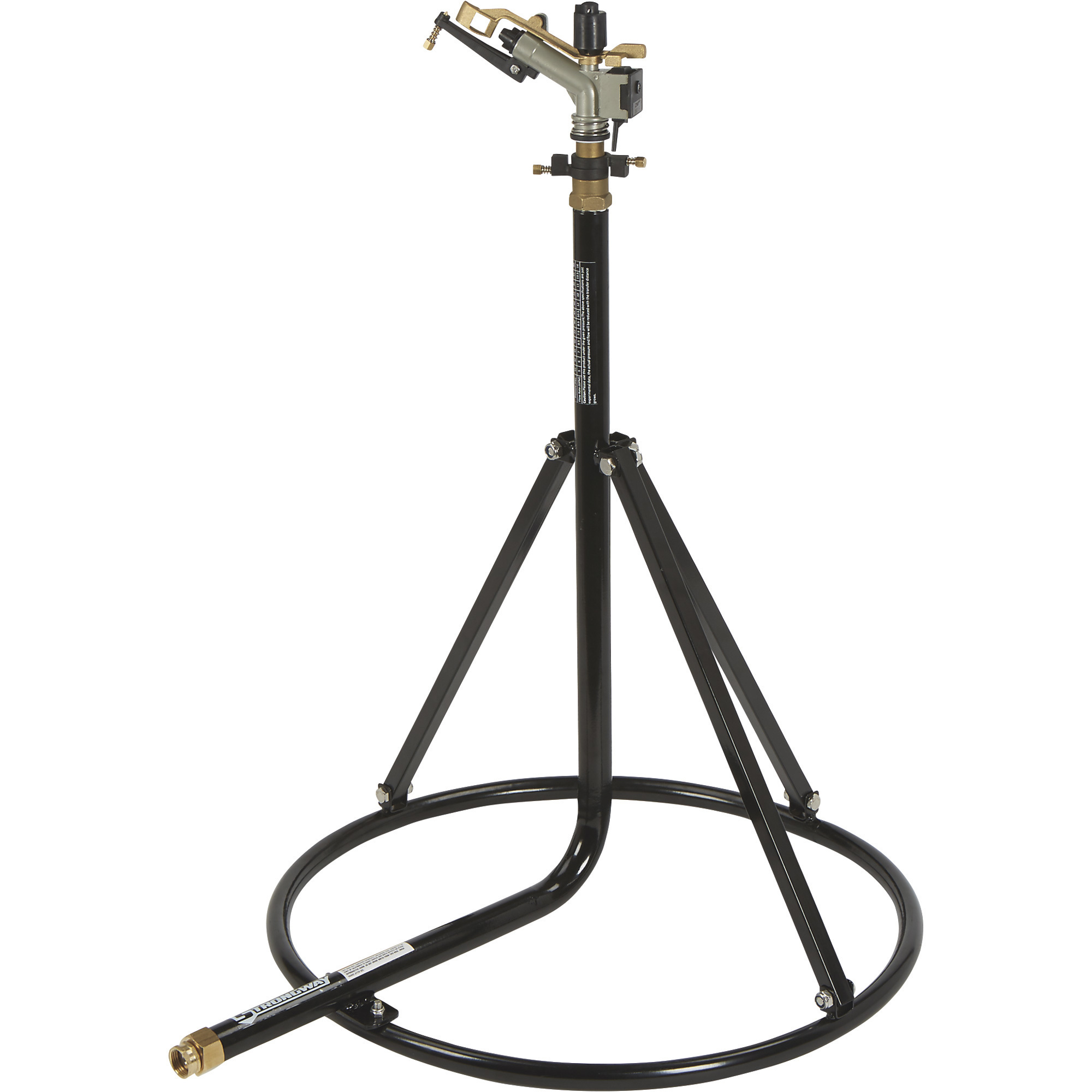 Strongway Tripod Sprinkler with Round Base, 1in. Head with 3 Nozzles, 120ft. Dia. Coverage